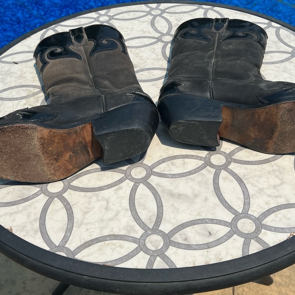 Men’s SZ 8.5 PARAGON Black Cowboy Boots Vintage - Picture 5 of 11